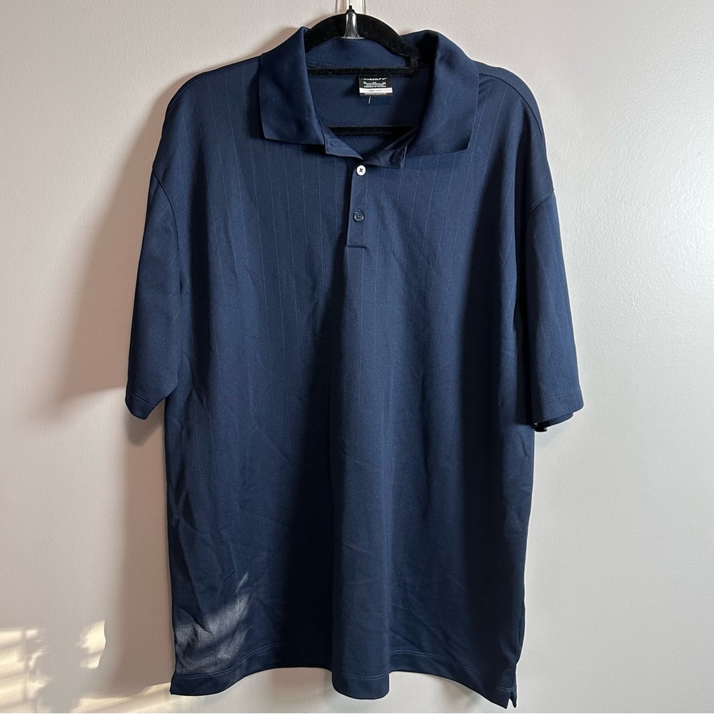 Nike Golf Dri-FIT Men’s XL Navy Blue Striped Polo Shirt Short Sleeve